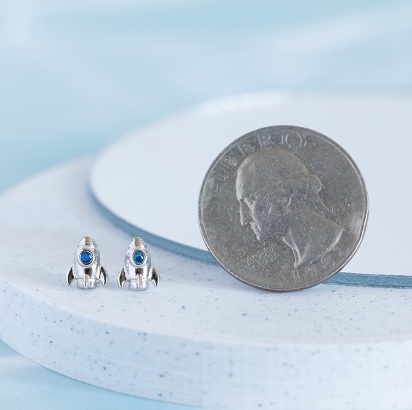 Silver Rocketship Studs (S925) - Only 2 left! - Picture 6 of 8